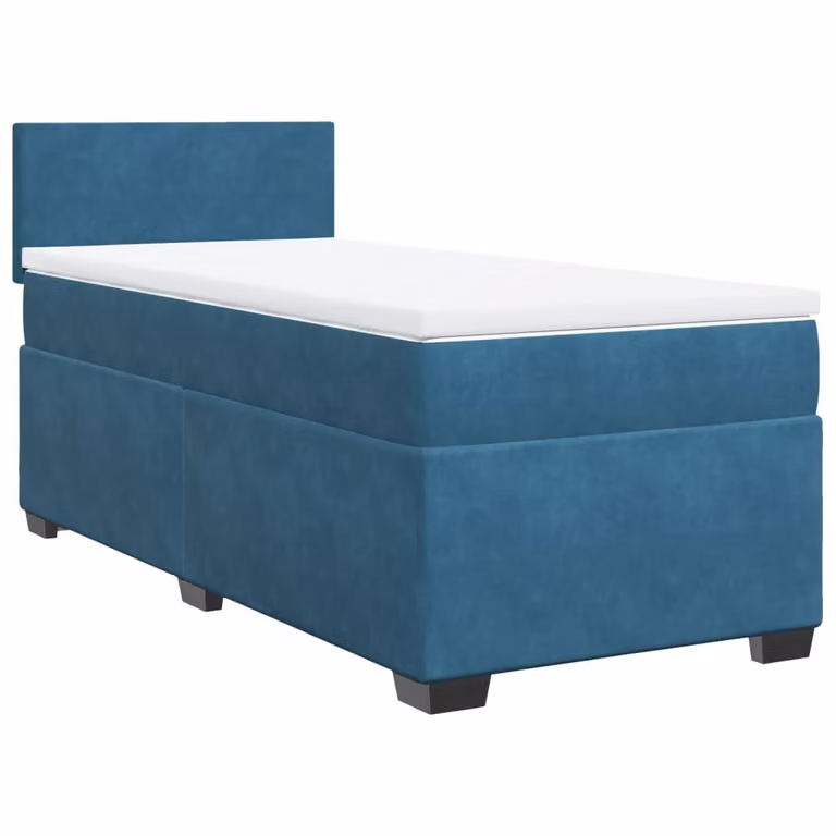Giroletto a Molle con Materasso Blu Scuro 90x200 cm in Velluto