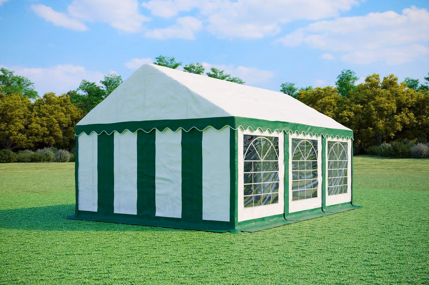 Tenda per feste 4x6 metri, PVC PREMIUM, 500 g/m² - Verde e bianca