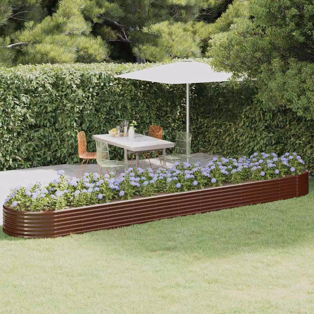 Letto rialzato da giardino vidaXL in acciaio zincato marrone L: 507 cm, P: 100 cm, H: 36 cm