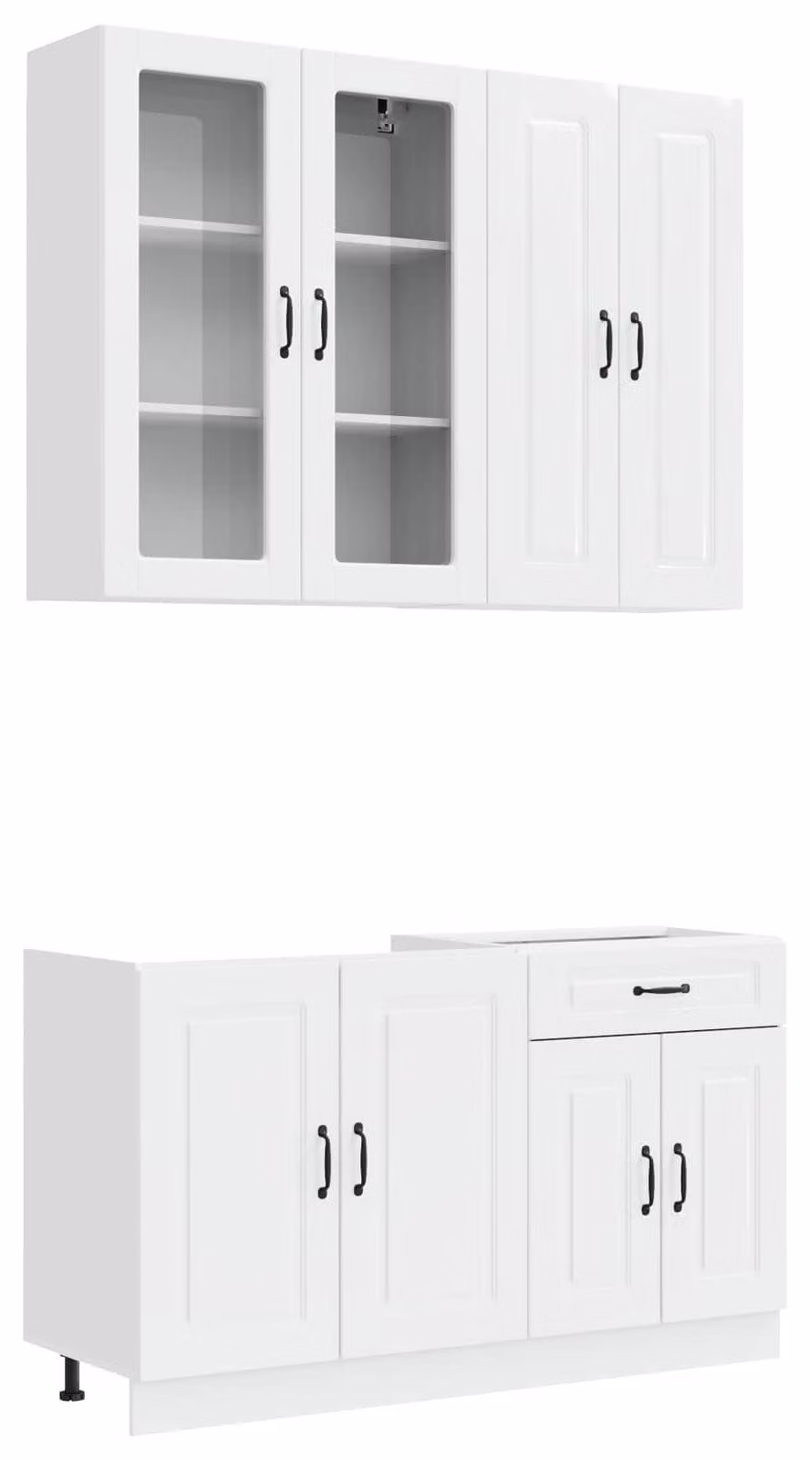 Set di quattro elementi per cucina KALMAR, colore bianco lucido