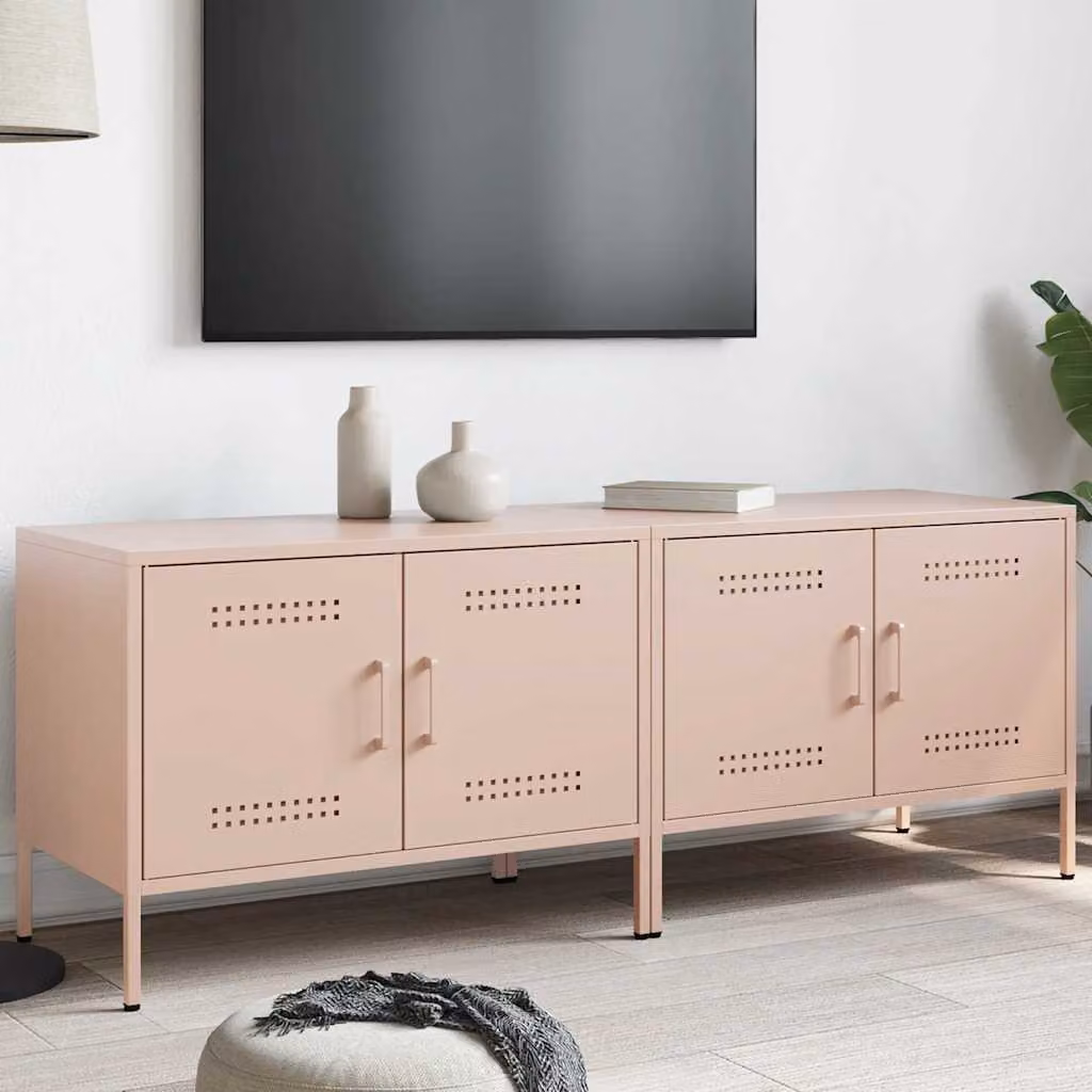 Set di 2 mobili TV vidaXL in stile industriale in metallo rosa L: 68 cm, P: 39 cm, H: 50,5 cm – 1