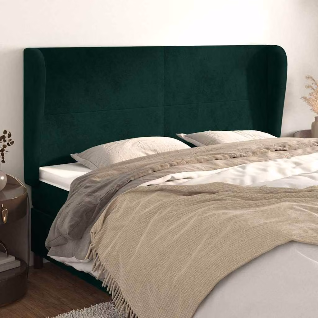 Testiera ad orecchio vidaXL in velluto verde scuro L: 183 cm, P: 23 cm, H: 118/128 cm