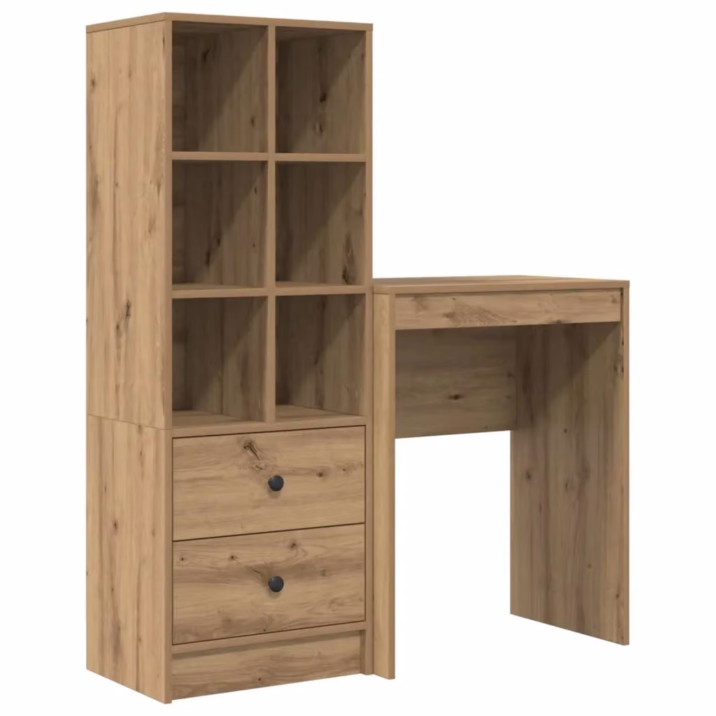 Set di 2 Scrivanie moderne con scaffale vidaXL in legno e MDF color marrone L: 105,5 cm, P: 34 cm, H: 127 cm – 2