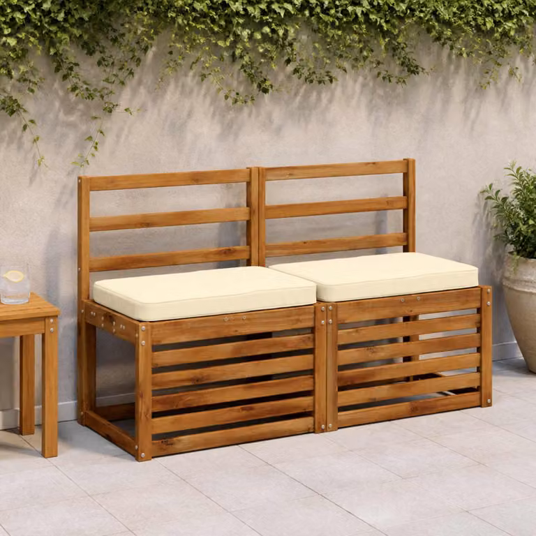 Set di 2 cuscini per panchina vidaXL beige in poliestere con rivestimento rimovibile e resistente ai raggi UV