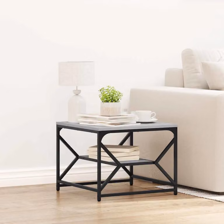 vidaXL Tavolino da salotto moderno rettangolare Grigio L/P/H: 51 x 50 x 40 cm