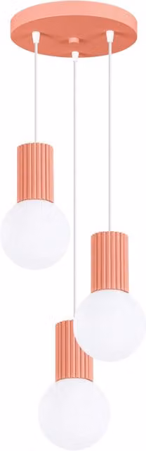 Lampada a sospensione HALO 3P Sollux Lighting colore pesca con vetro e metallo