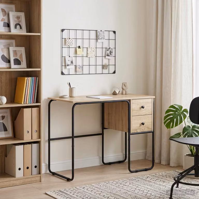Scrivania moderna vidaXL con spazio di archiviazione, colore marrone, L: 100 cm, P: 60 cm, H: 75 cm