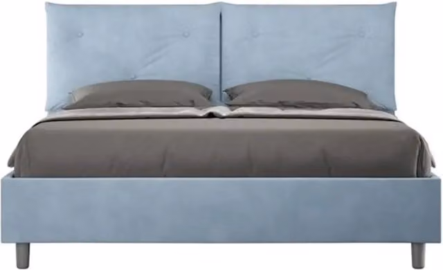 Letto matrimoniale contenitore imbottito Ityhome Appia in microfibra azzurro L: 160 cm, P: 222 cm, H: 110 cm – 1