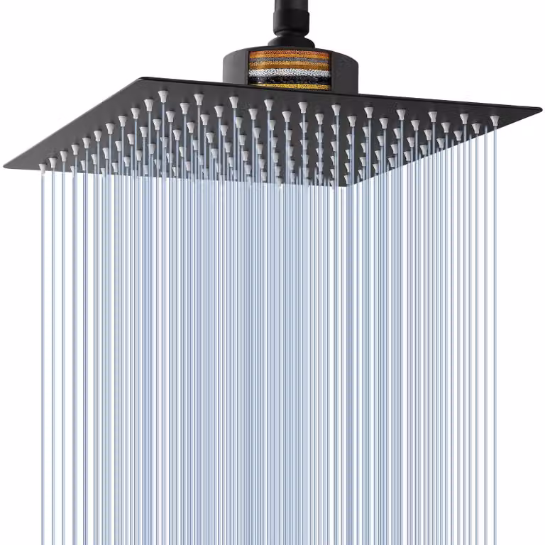Scarico a pavimento, 30 cm, nero, in acciaio inossidabile, per bagno