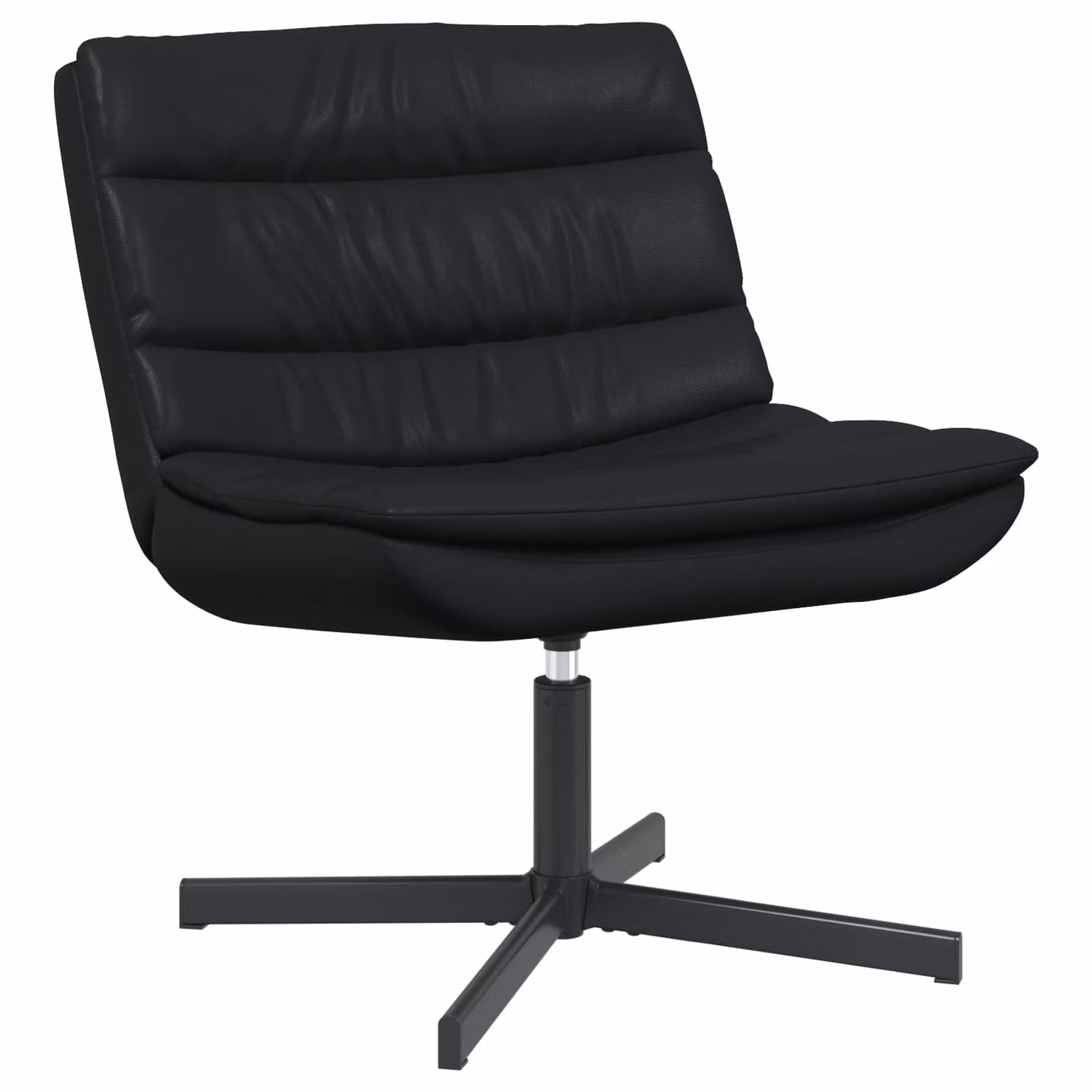Sedia girevole moderna vidaXL in ecopelle nera con finitura lucida L: 63 cm, P: 75 cm, H: 76 cm