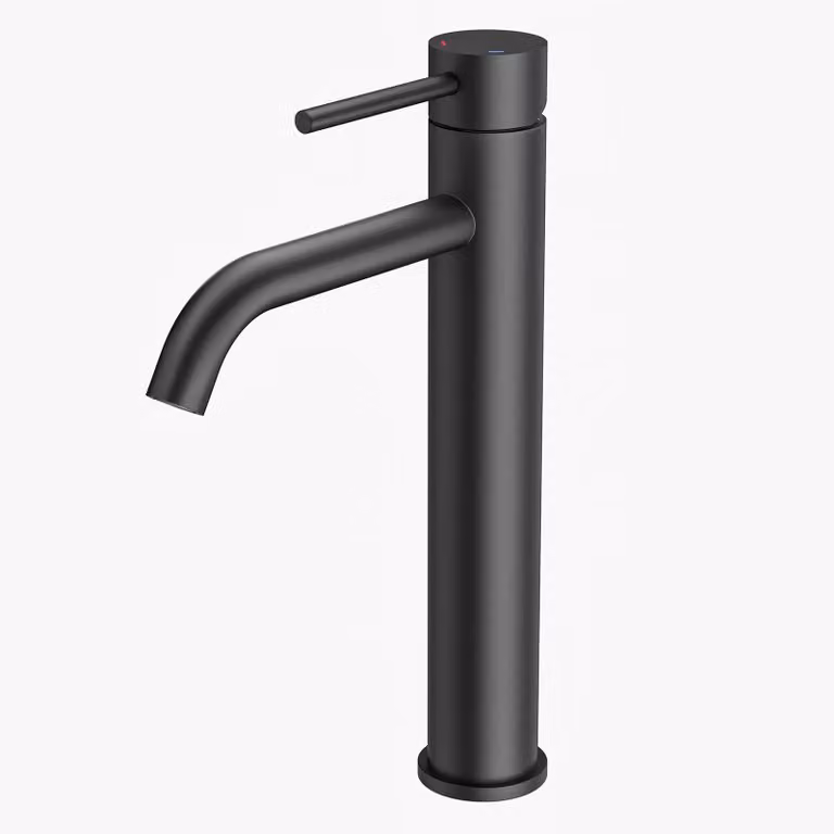 Rubinetto per lavabo alto - 190 mm - Nero opaco - Acciaio inox 304 - Miscelatore monocomando