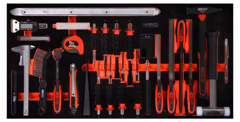 KS TOOLS Set di martelli / scalpelli / e strumenti di misura con inserto in schiuma 36 pezzi - 813.1036