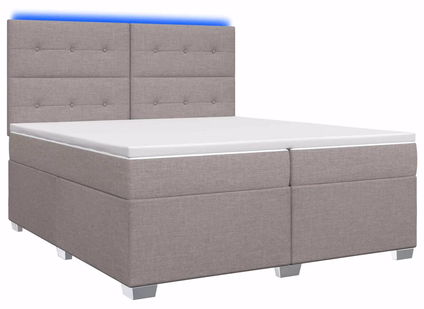 Letto a molle con materasso Taupe 200 x 200 cm in tessuto