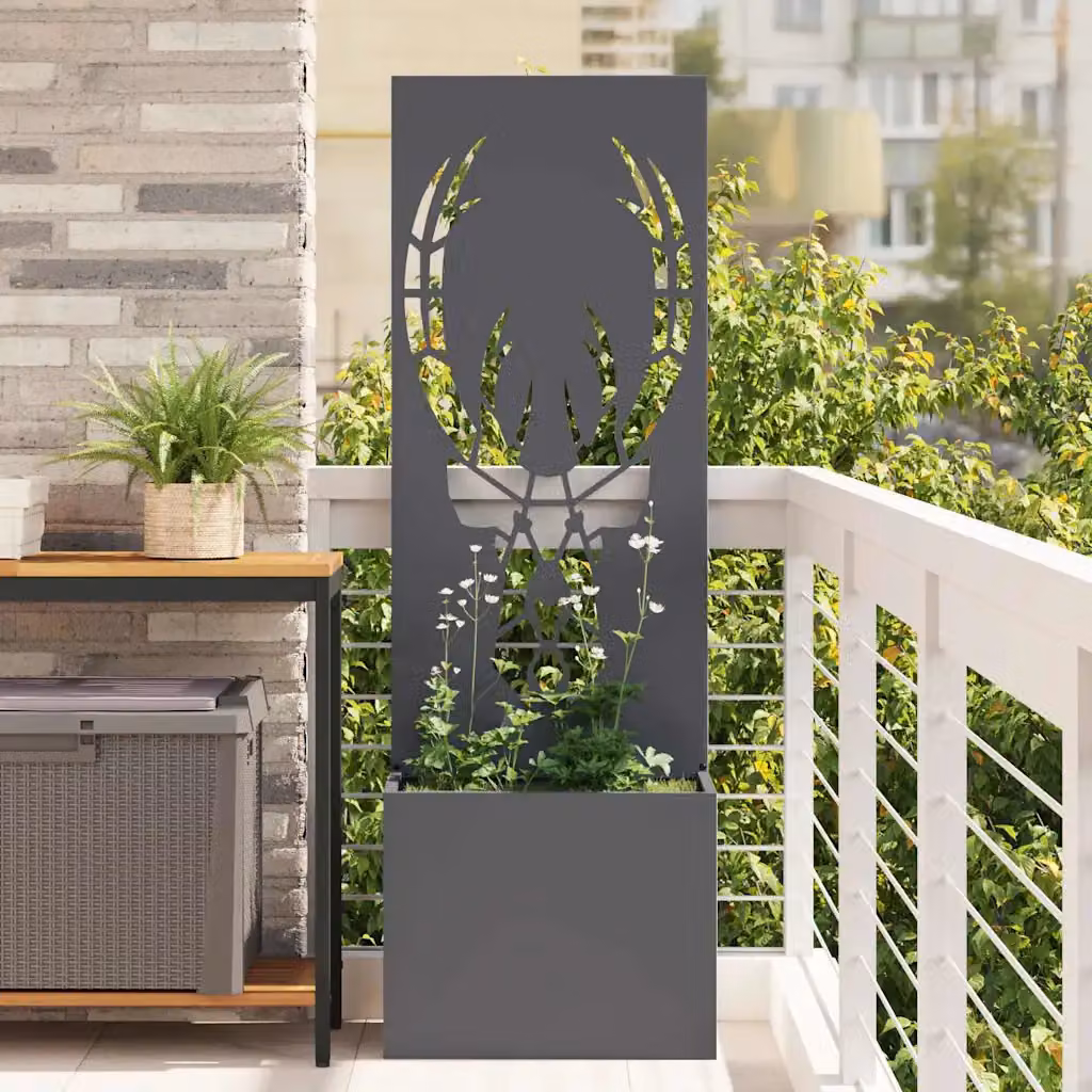 Paravent per privacy in giardino vidaXL in acciaio, Antracite, L 50 cm x P 32 cm x H 150 cm