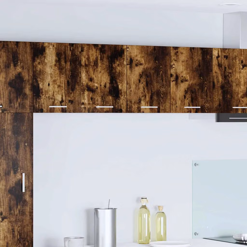 Set di 2 armadi pensili da cucina vidaXL moderni con ante a battente in MDF, colore rovere affumicato e bianco, L/P/H: 60,0 x 22,9 x 40,0 cm
