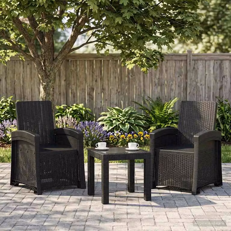 Set di 2 sedie da giardino reclinabili vidaXL in effetto rattan color antracite