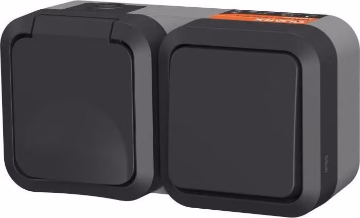 Interruttore + presa QUARX Aqua Pro, per esterni, verticale, IP55, 250 V, 16 A