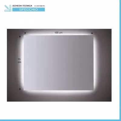Specchio rettangolare con illuminazione LED perimetrale bianco, L 100 cm x H 70 cm – 2