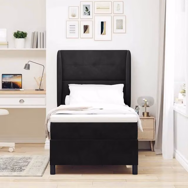 Letto Ibrido con Testiera in Velluto Nero vidaXL L/P/H: 203 x 80 x 140 cm