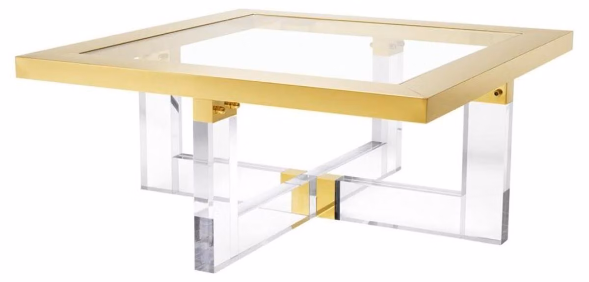 Casa Padrino tavolino / tavolo da salotto oro 100 x 100 x h. 43 cm - Mobili Soggiorno