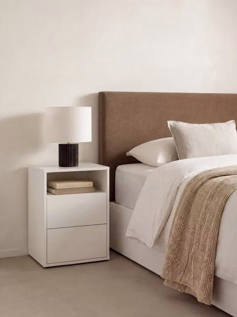 Comodino Hegas bianco con 2 cassetti Kenay Home