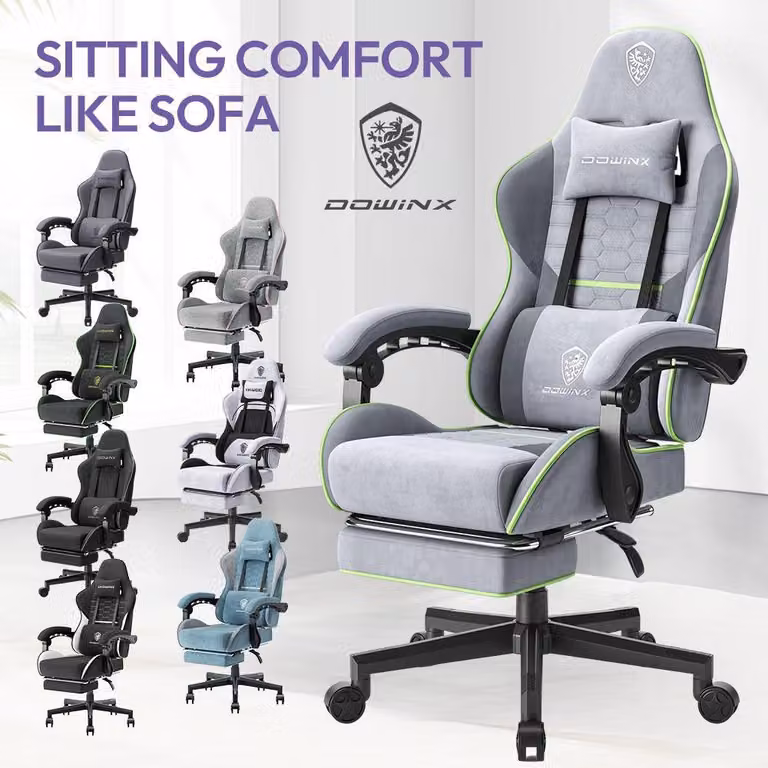 Sedia da gaming ergonomica – Sedia da ufficio – Sedia per l'ufficio – Grigio-verde – Schienale alto – Molle insacchettate