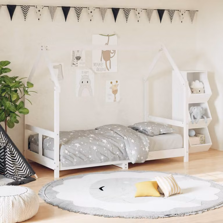 Giroletto per bambini vidaXL in legno massello di pino bianco L 160 x P 80 x H 133 cm