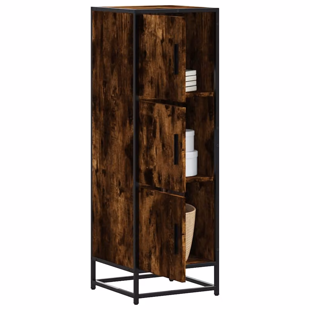 Credenza stile industrial vidaXL in legno e metallo color rovere fumo L: 35,5 cm, P: 35,5 cm, H: 106,5 cm