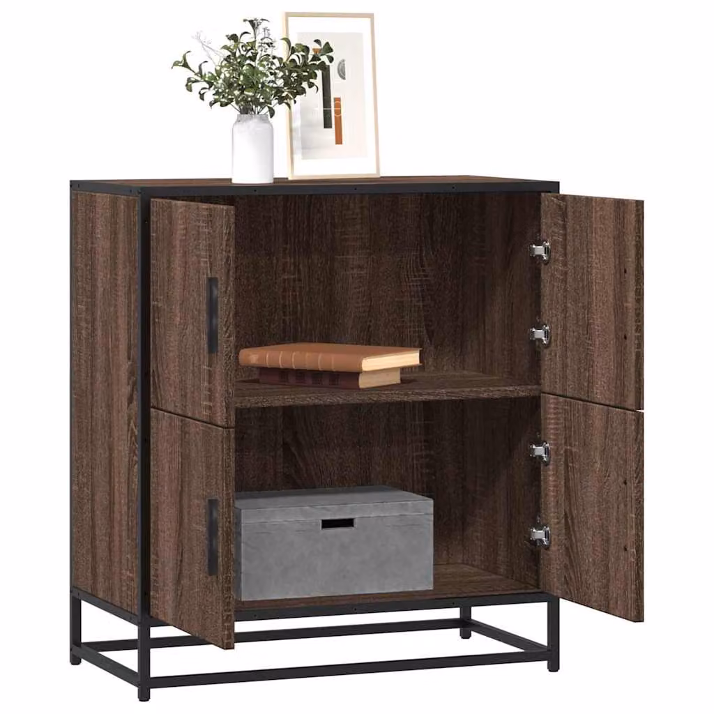 Credenza stile industrial vidaXL in legno e metallo, colore marrone, L 68 cm x P 35 cm x H 76 cm
