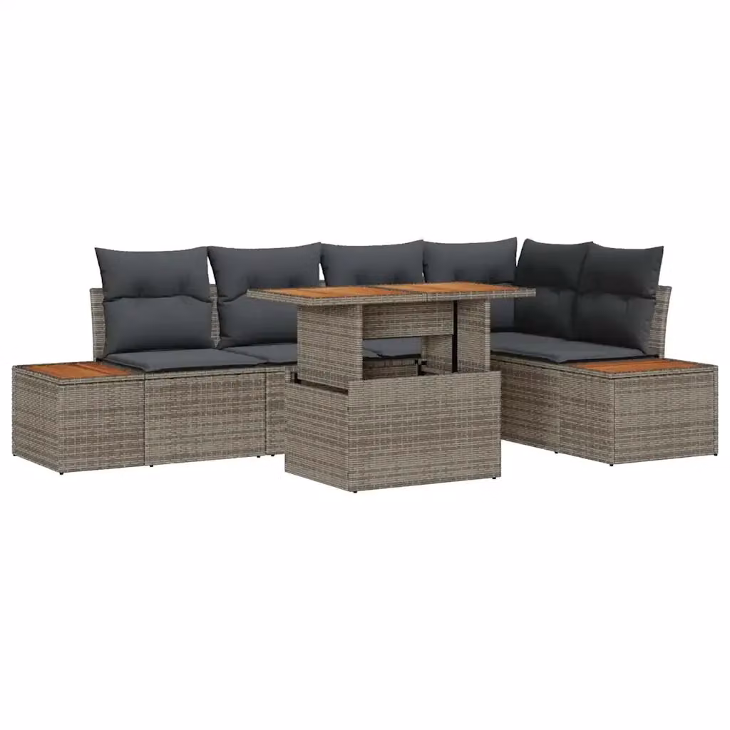 Set Divano da Giardino Moderno vidaXL in Rattan Grigio, 6 Pezzi – 2