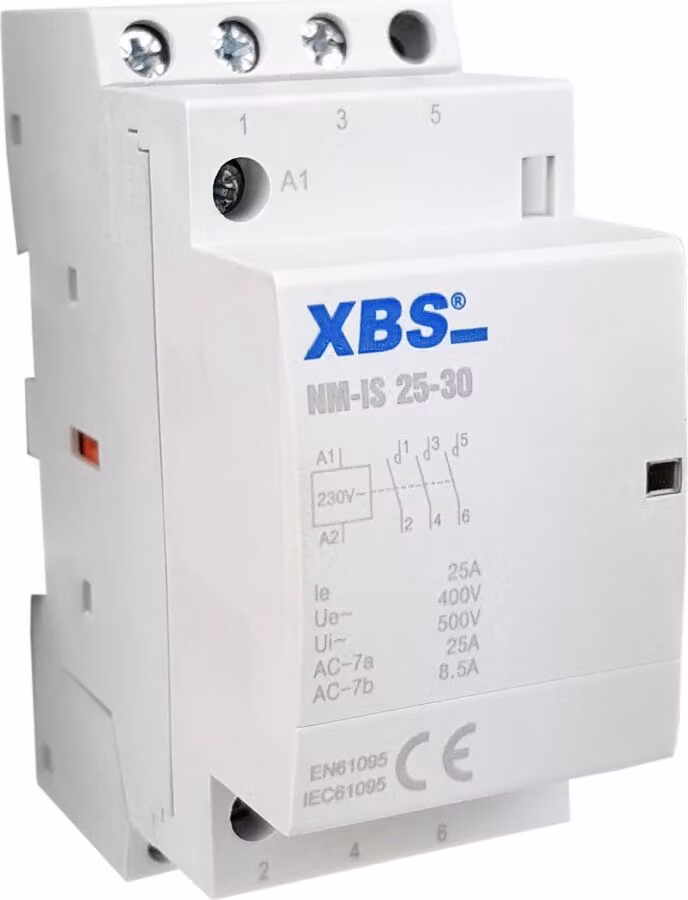 Contattore modulare Contattore 25A 4kW 230V AC 3NO Montaggio DIN 35mm XBS