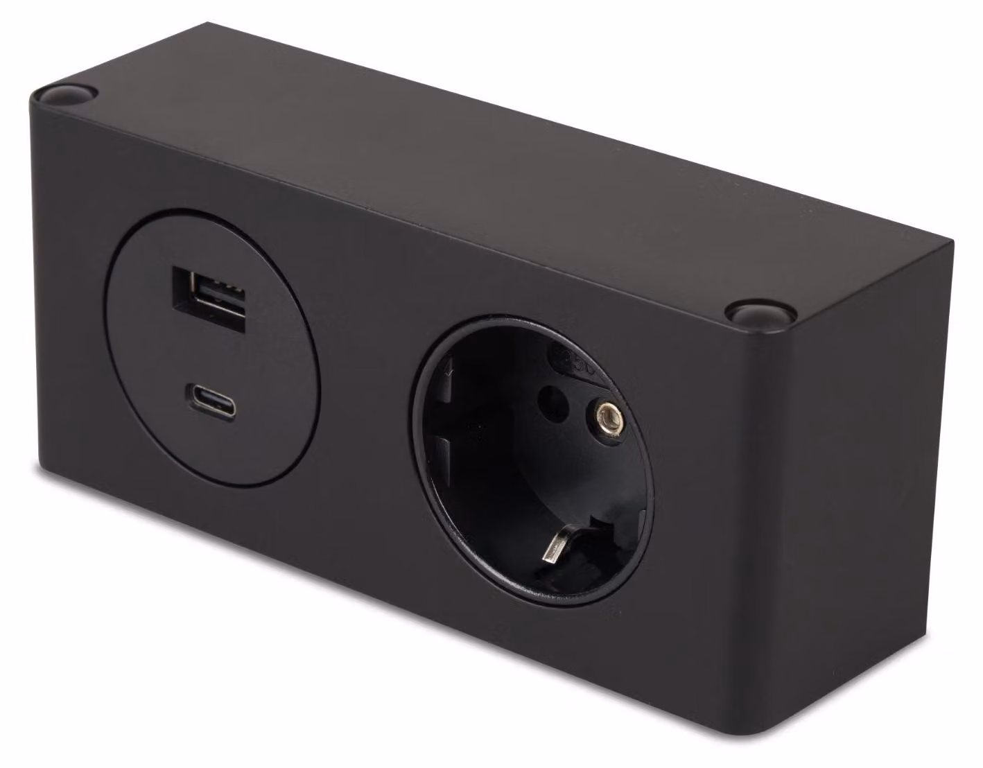 Ciabatta multipresa con 2 prese, 230V, e connettori USB A/C, colore nero