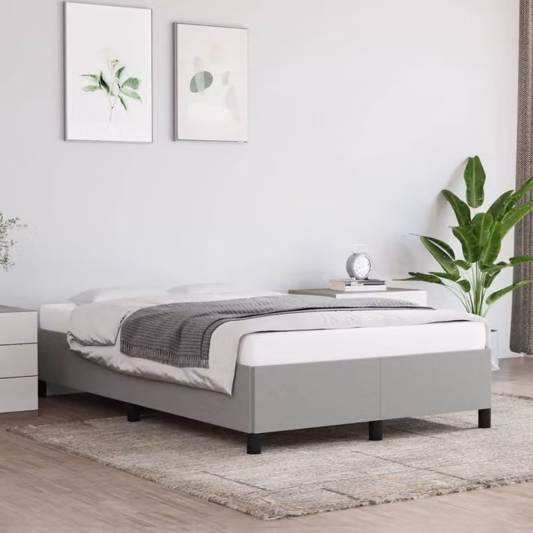 The Living Store Struttura letto grigio chiaro 120x200 cm in tessuto