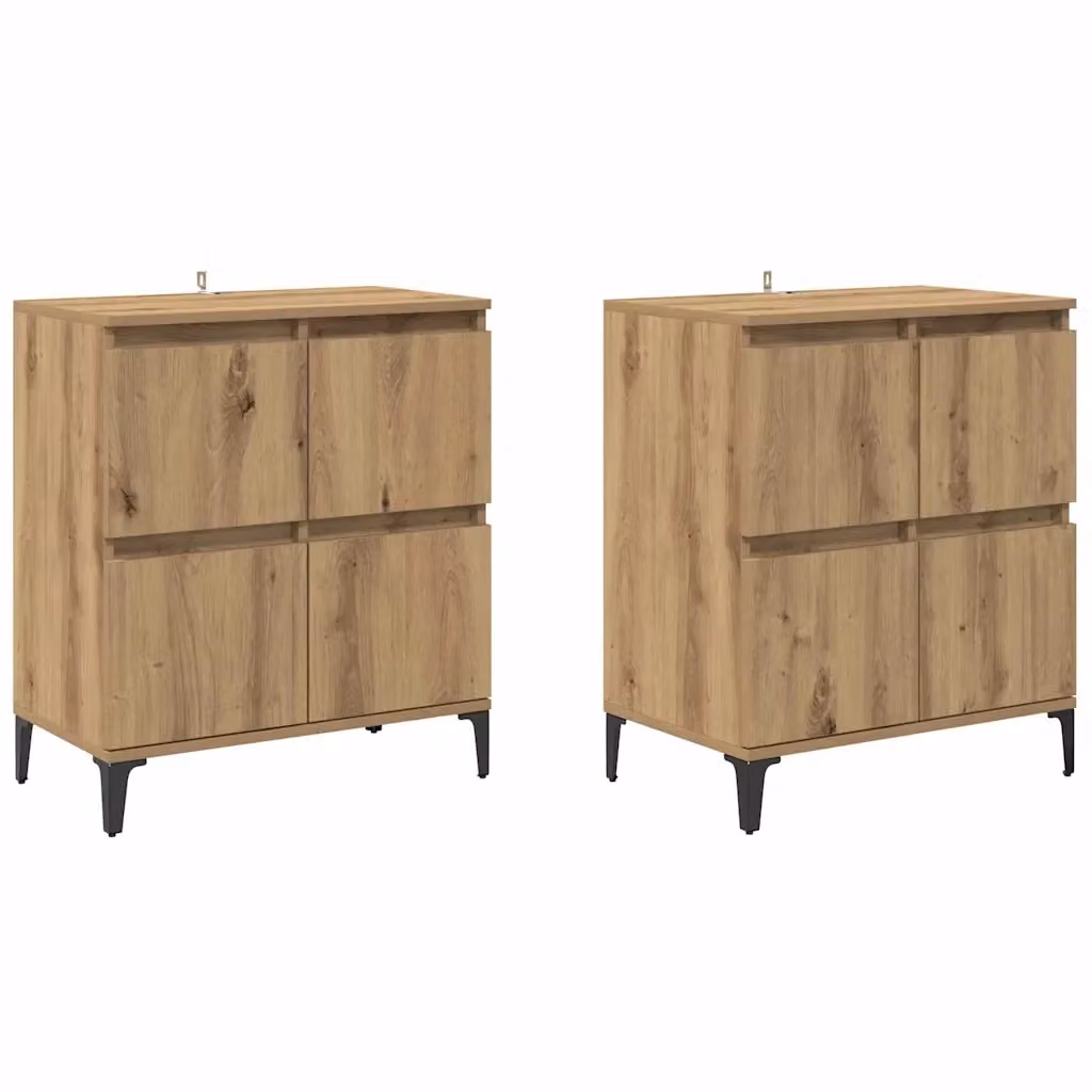 Set di 2 sideboard moderni vidaXL in rovere marrone, L/P/H: 60 x 35 x 70 cm – 2