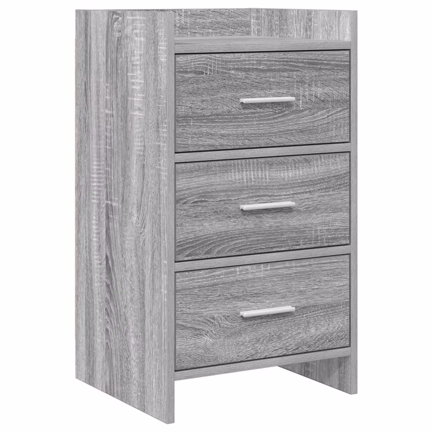 Comodino moderno vidaXL in legno ingegnerizzato e metallo, colore grigio, L 40 cm x P 36 cm x H 70 cm