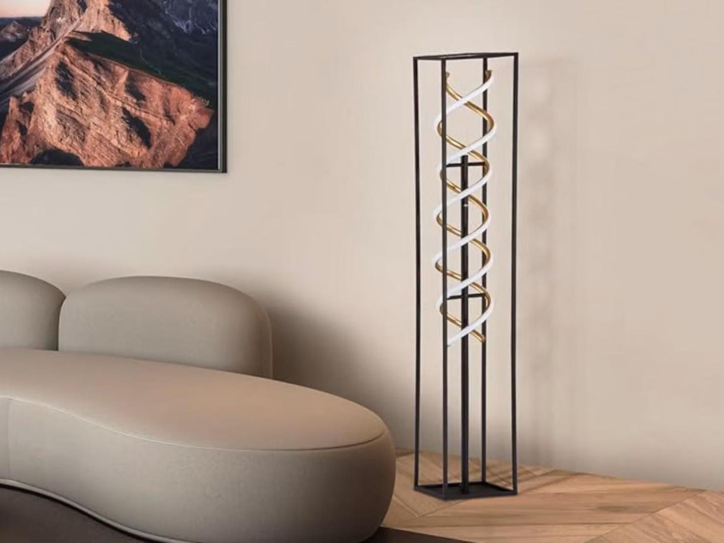 Lampada da terra Fancy LED nero oro 135 cm dimmerabile e con colore della luce regolabile