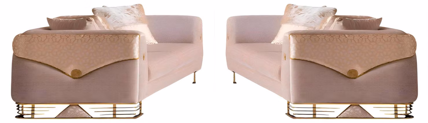 Hochwertige Polstergarnitur Designer Beige Sofas Edle Textilcouchen