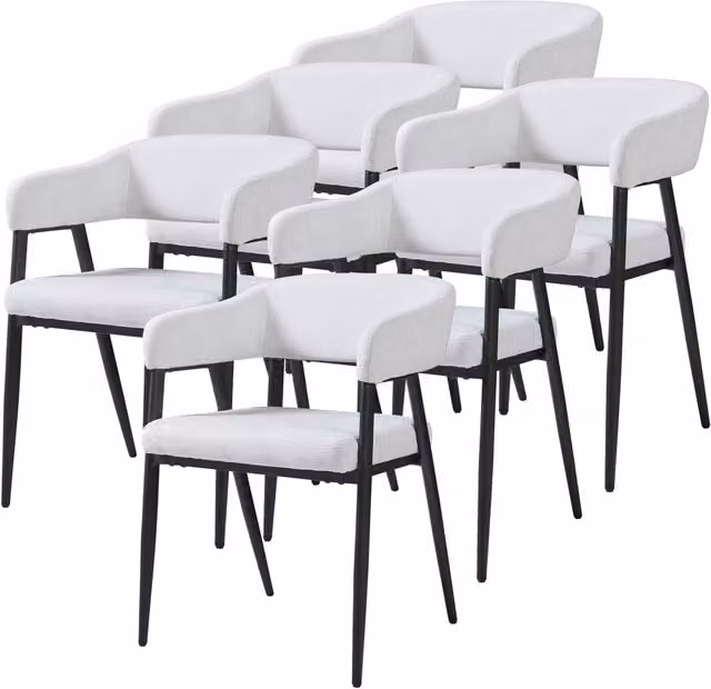 Set Kohlmand di 6 Sedie Imbottite da Sala Pranzo con Rivestimento in Tessuto - Grigio Chiaro [en.casa]