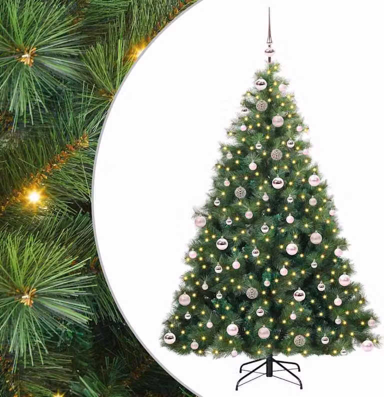 Albero di Natale artificiale con 300 LED Verde 180 cm PE e PVC