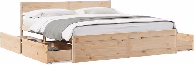 Letto matrimoniale | Letto per adulti | Letto senza Materasso 200x200 cm in Legno Massello di Pino