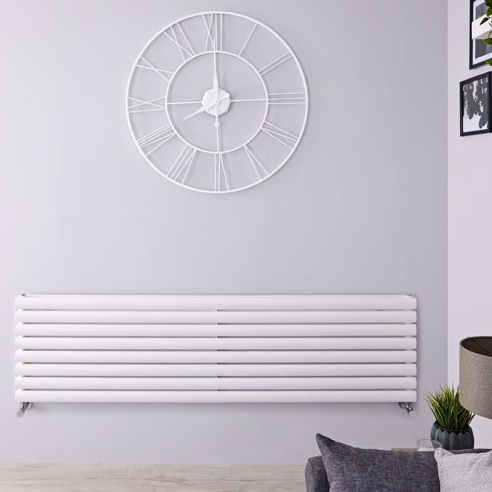 Radiatore di Design Orizzontale - Pannello Doppio - 472mm x 1600mm - Bianco - Revive