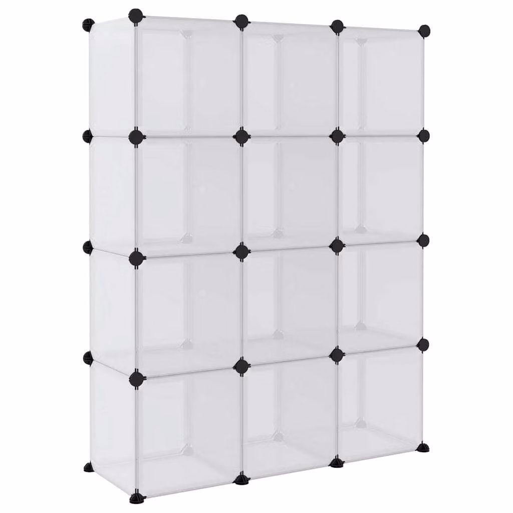 Contenitore a Cubo con 12 Cubi e Ante Trasparente PP