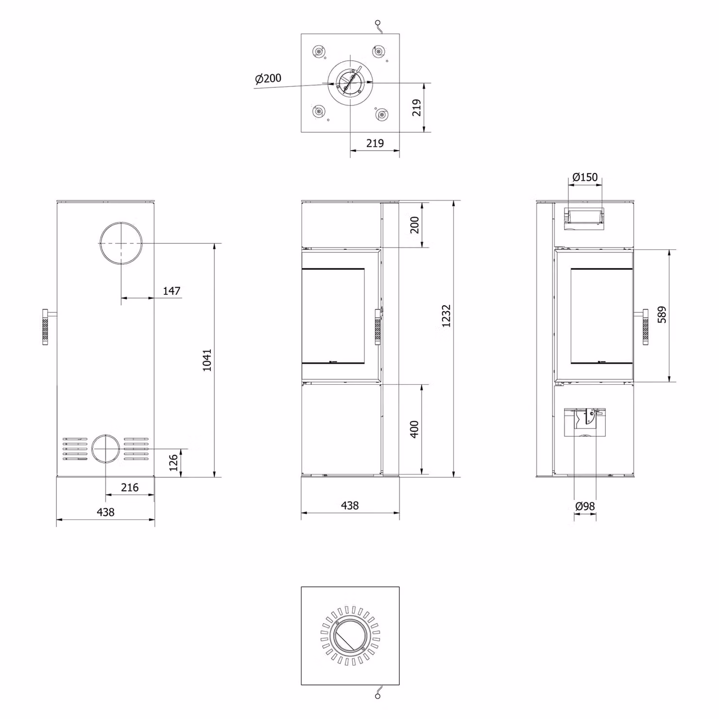 Stufa a legna a libera installazione ILDNORD ODYN 8kW fi 150 Ecodesign per la legna