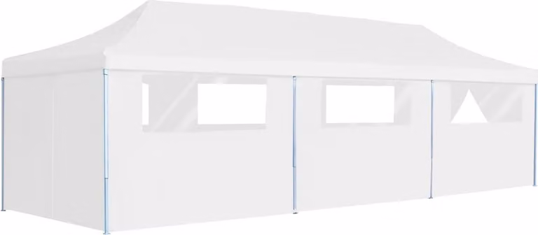 Maison Exclusive - Tenda da festa pop-up pieghevole con 8 pareti laterali, 3x9 m, bianca