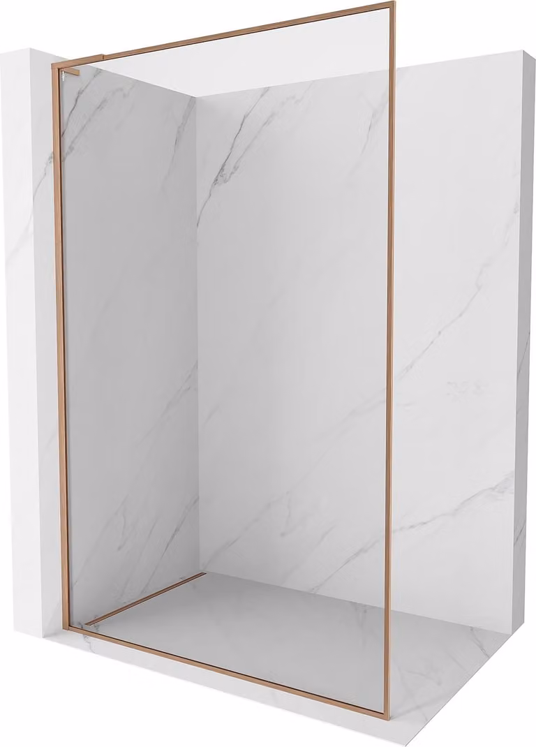 Mexen Kioto-XF L Parete doccia Walk-in con cornice 80 x 202 cm, trasparente 10 mm, rame spazzolato - 800-080-174-65-00-XF