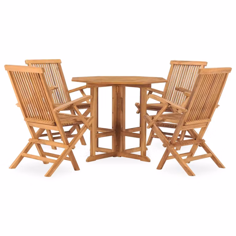 vidaXL set da pranzo da giardino 5 pezzi pieghevole in legno massiccio teak