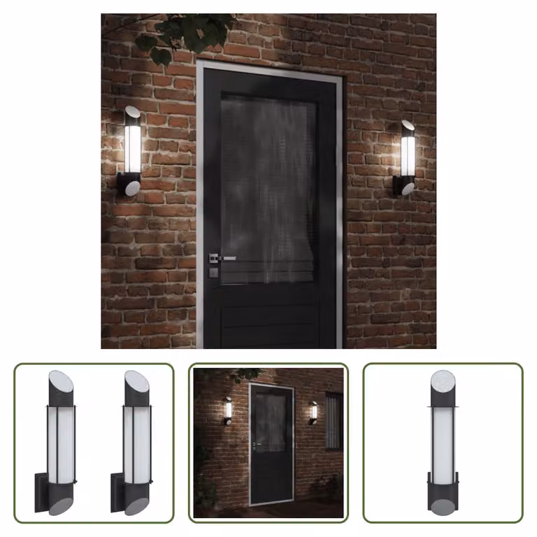 The Living Store Applique da esterno 2 pezzi in acciaio inox nero