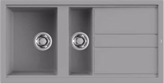 Lavello Elleci Incasso 2 vasche 100 x 51 Best 475 Keratek Plus Grigio Light Grey LKB47597