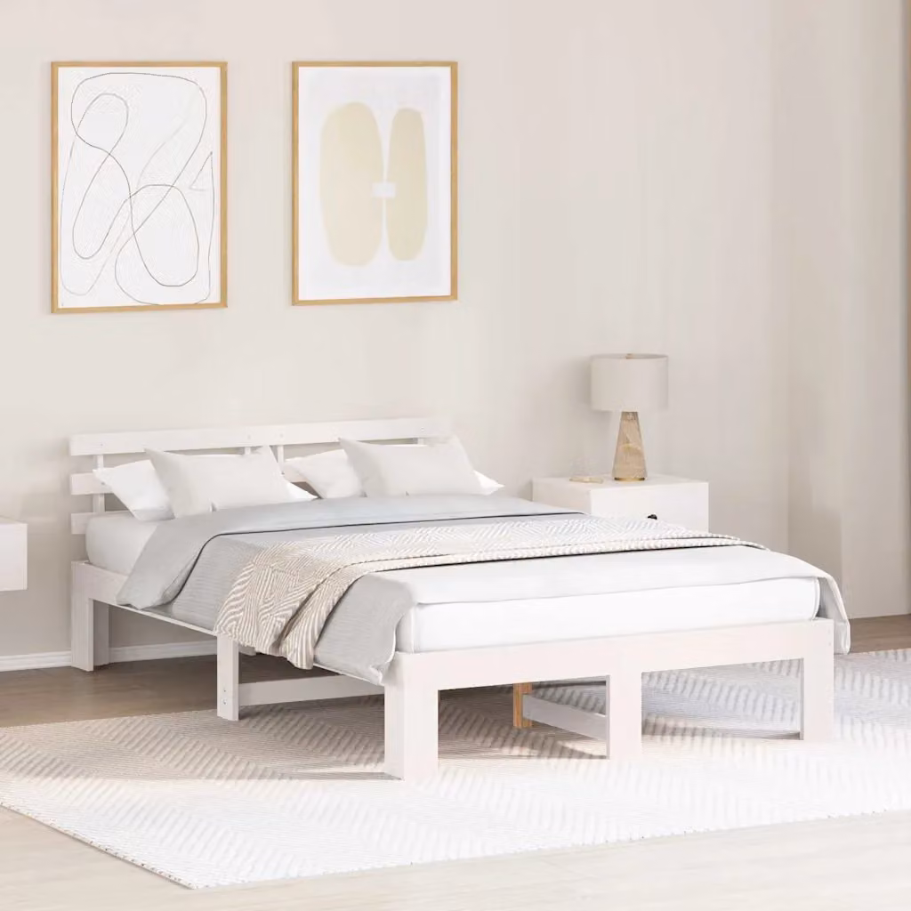 Struttura del letto in pino massello bianco vidaXL L/P/H: 120 x 200 cm