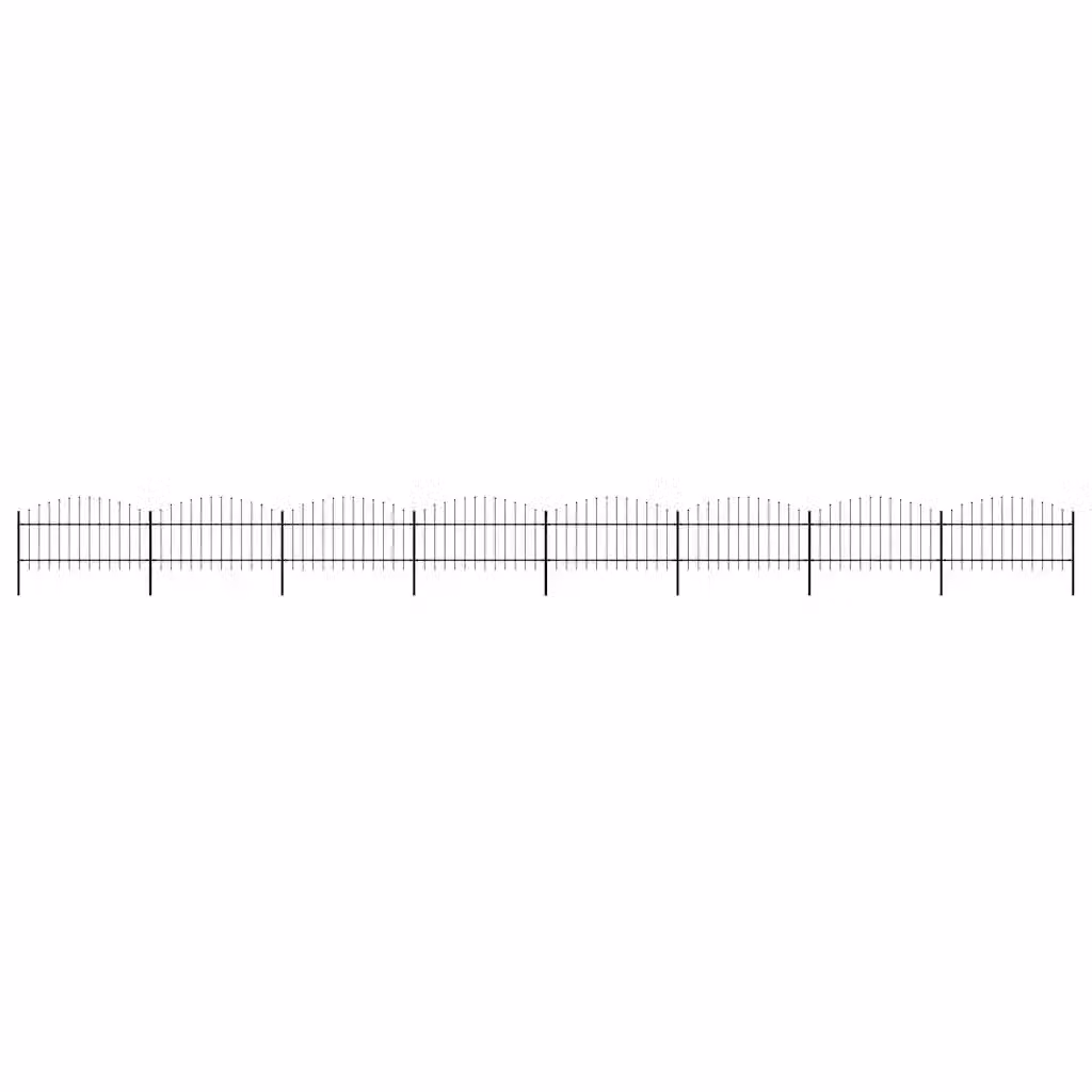 Recinzione da giardino vidaXL con punta a lancia in acciaio nera, L: 1405 cm, H: 125 cm